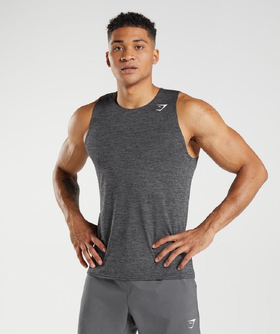 Podkoszulki Męskie Gymshark Arrival Slim Marl Czarne Szare | PL 3972ILH